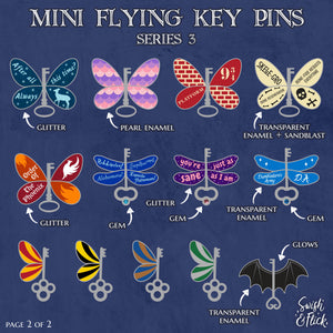 Mini Flying Key Enamel Pins: Series 3