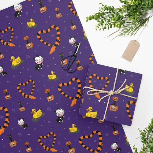 Haunted Toys Purple Wrapping Paper