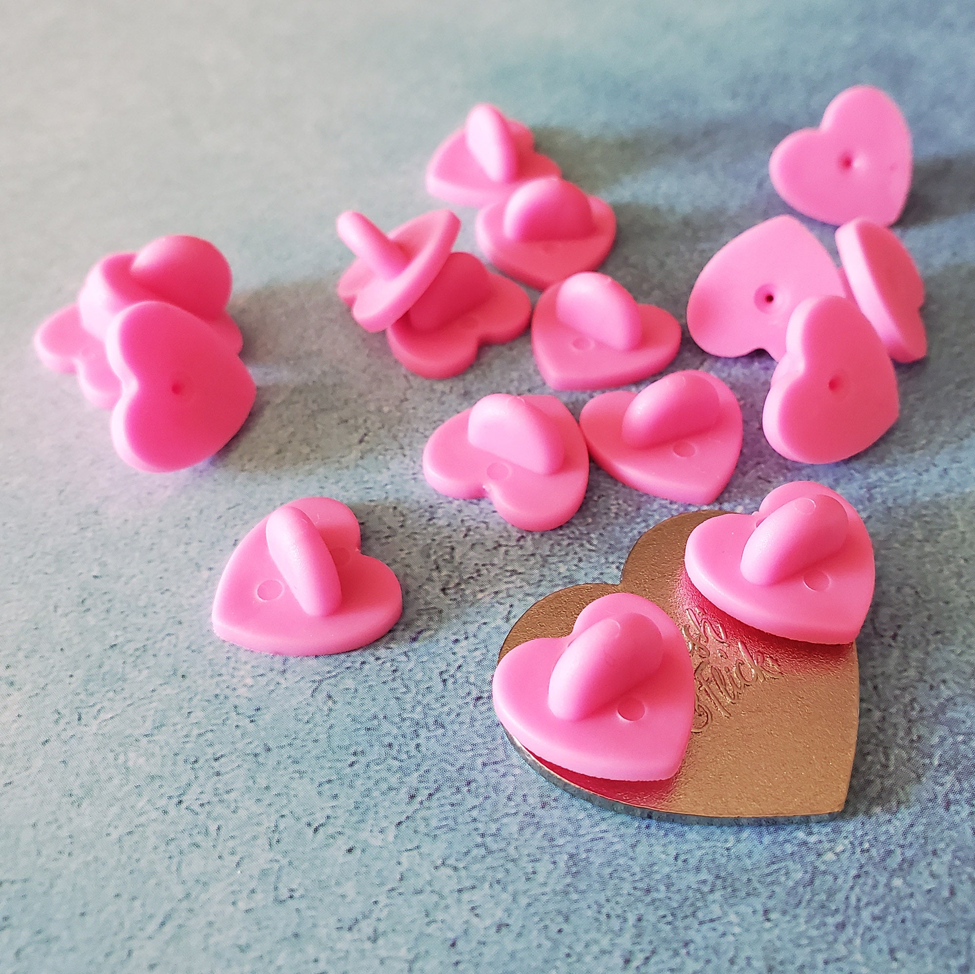 Pink Heart-Shaped Rubber Pin Backs 5