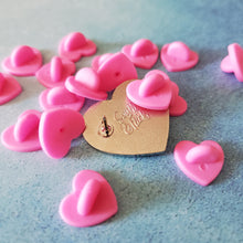 Load image into Gallery viewer, Pink Heart-Shaped Rubber Pin Backs