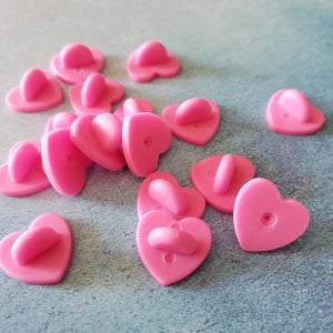 Pink Heart-Shaped Rubber Pin Backs