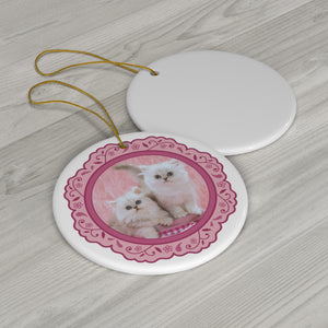 White Kittens Plate Ornament