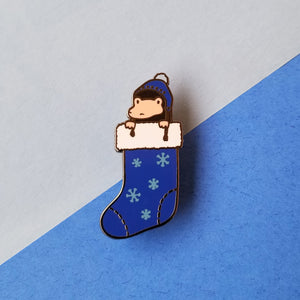 Blue Holiday Stocking Baby Magical Creature Enamel Pin