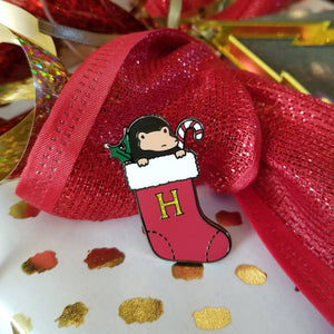 Red Holiday Stocking Baby Magical Creature Enamel Pin