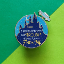 Load image into Gallery viewer, Trouble Finds Me Slider Enamel Pin