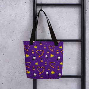 Haunted Toys Print Purple Tote Bag