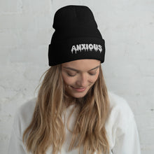 Load image into Gallery viewer, Anxious Horror White Snug Fit Cuffed Beanie